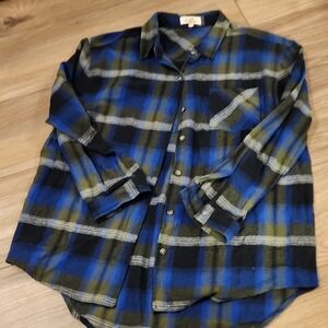 Love Notes Blue and Green Checkered Shirt